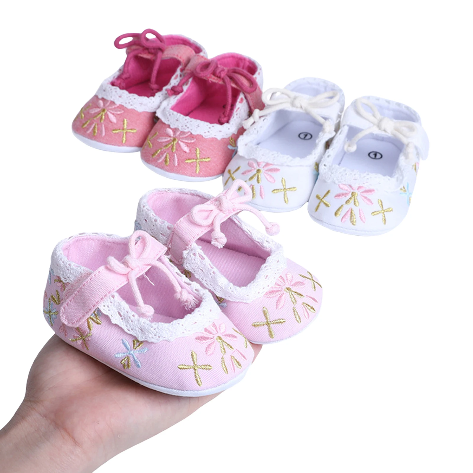 

Baby Girl Flat Shoes Embroidery Pattern Bow-Knot Soft Sole Princess Shoes Toddler Crib Shoes Prewalker 3-12Months