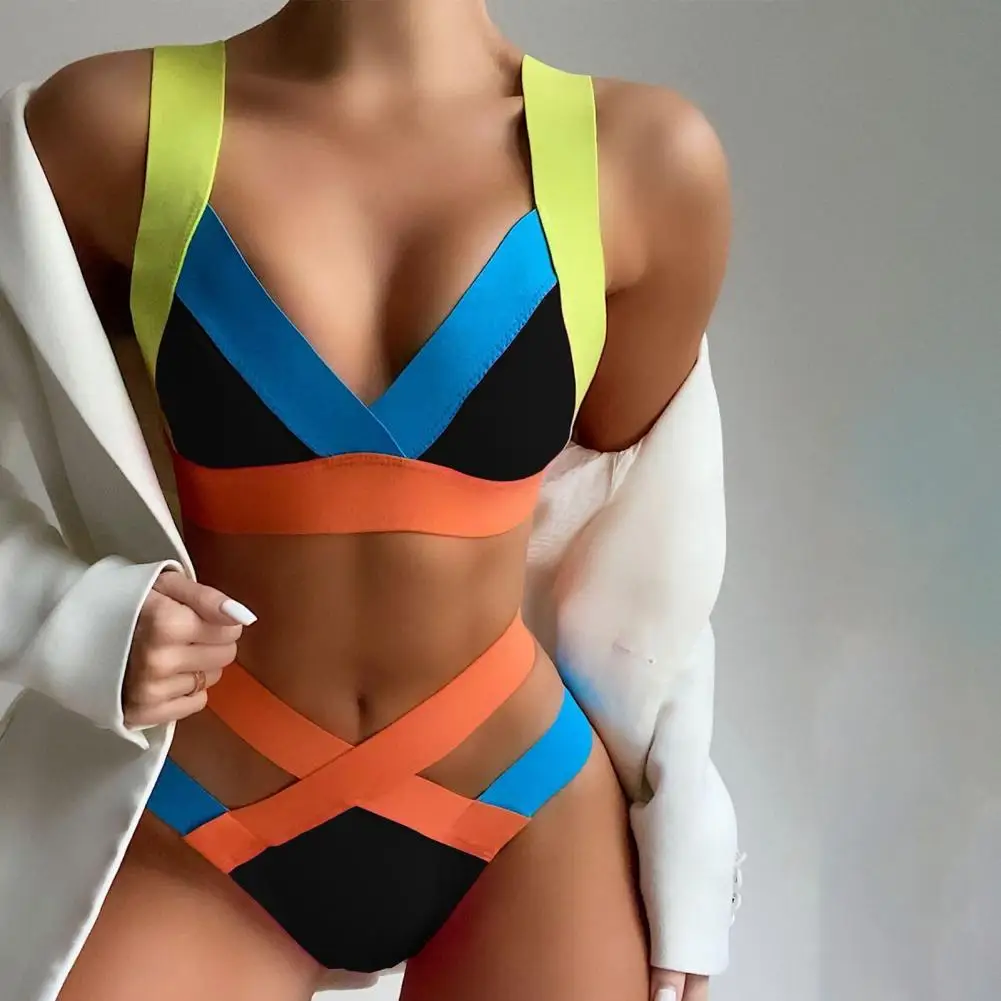 

Women Bikini Female Split Bikini Sexy Patchwork Popular Slim Backless Split Bikini