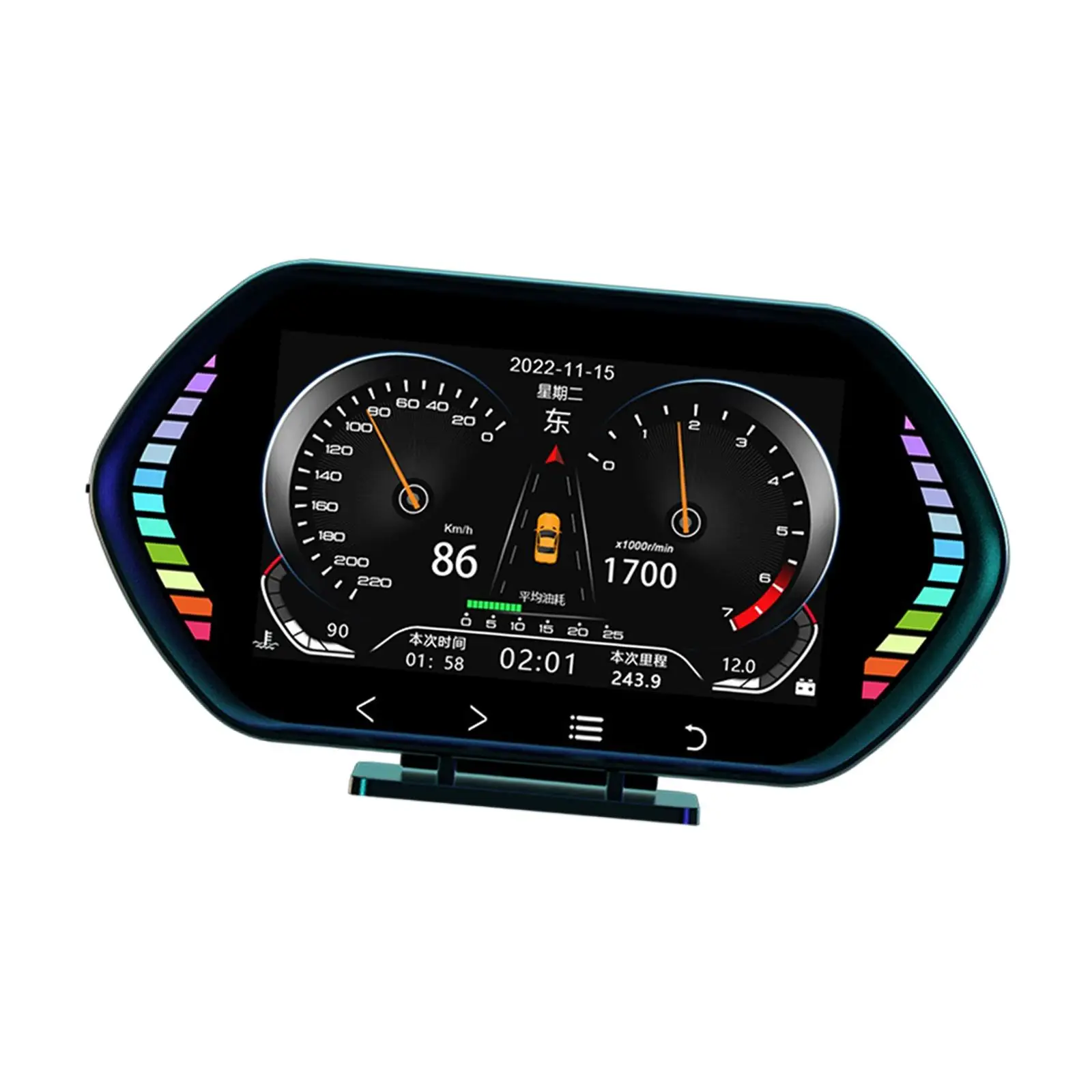 

OBD2 Gauge Display 360 Degree Split Bracket Multifunctional Car Head up Display OBD+GPS Smart Gauge for Most Vehicles Cars