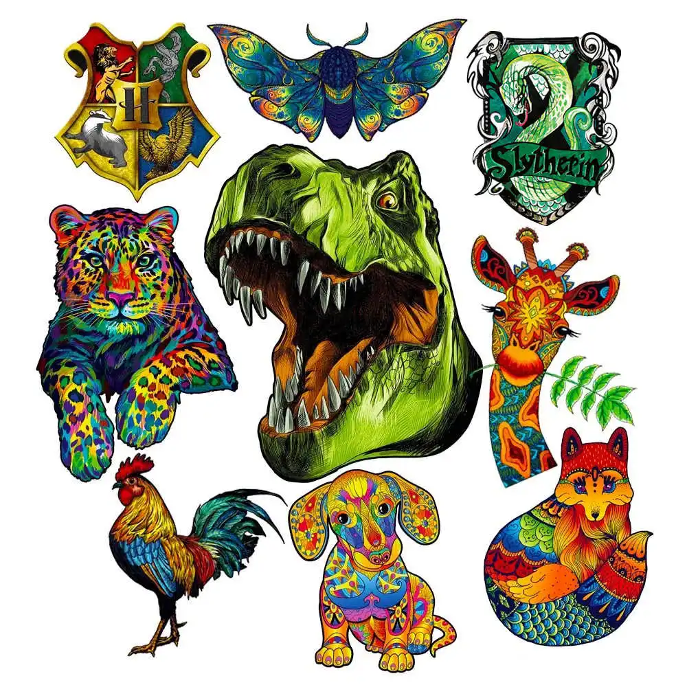 New Wooden Animal Puzzles Jigsaw For Adults Kids Games Unique Jigsaw Mysterious Dinosaur Holiday Gift Toy Educational 3D Puzzle