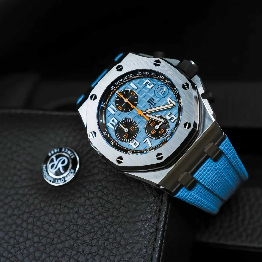 Фото Подходит для Audemars Piguet Royal Oak, ремешок для часов из каучука FKM с узором под парусную ткань, для моделей AP15400/26240/15500/26331, 26 мм. №1