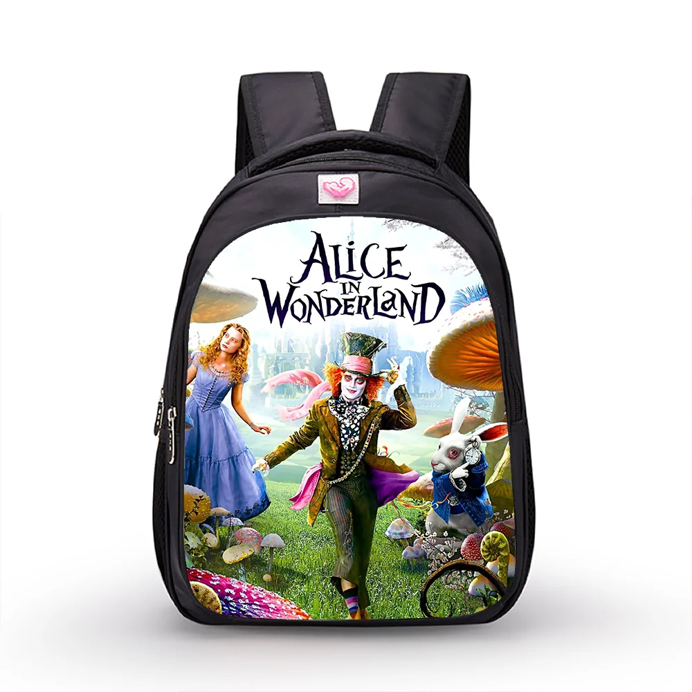 14 inch Disney Alice In Wonderland Children Backpack Primary School Bags for Boys Girls Kindergarten Schoolbag Kids Mochila