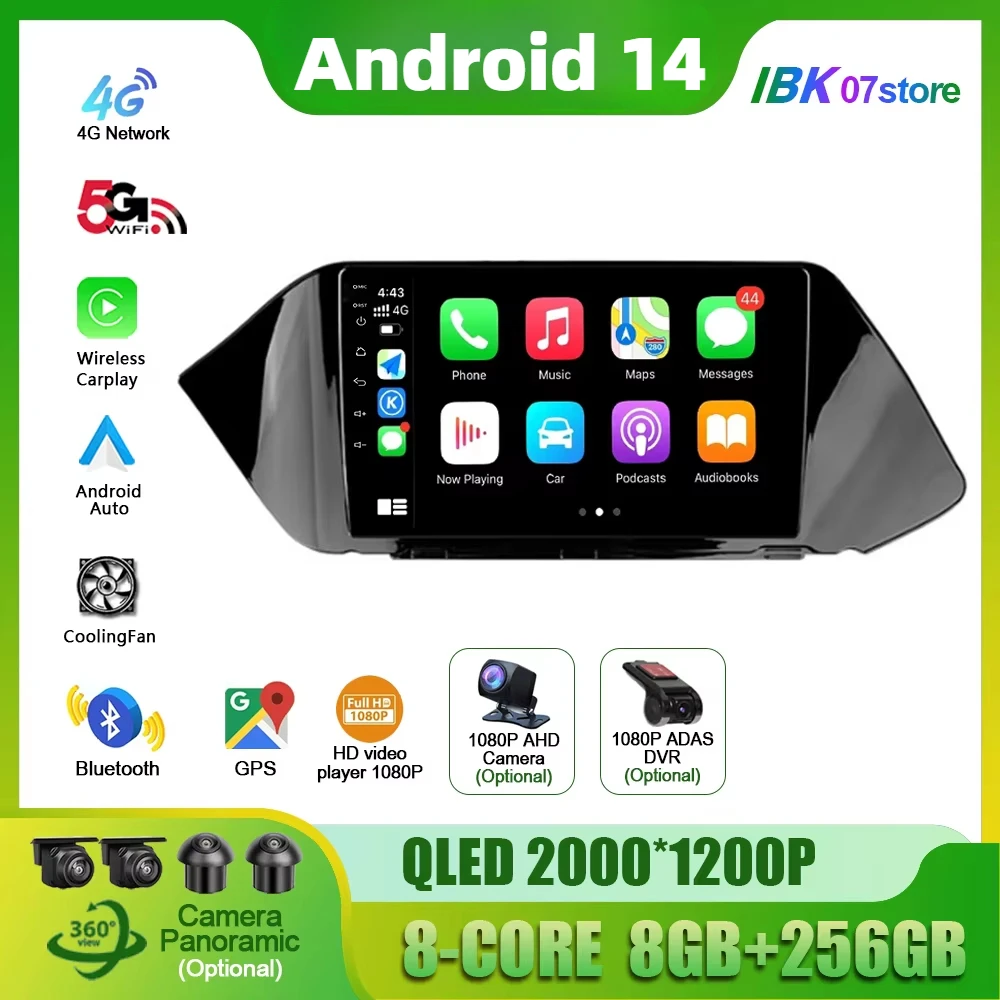 Автомобильный радиоприемник мультимедийный Android 14 для Hyundai Sonata DN8 2019-2020 GPS