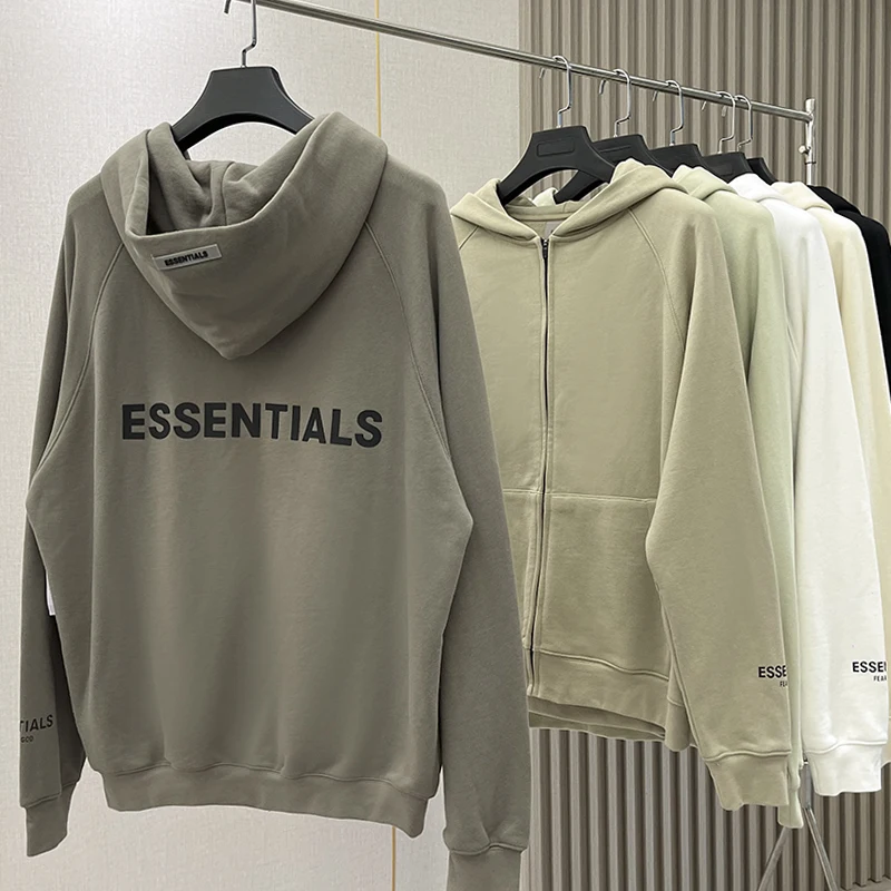 

ESSENTIALS Rubber Letters High-Quality Cotton Couple Clothes Winter High Street Outdoor Running Unisex Hoodie Men Clothing