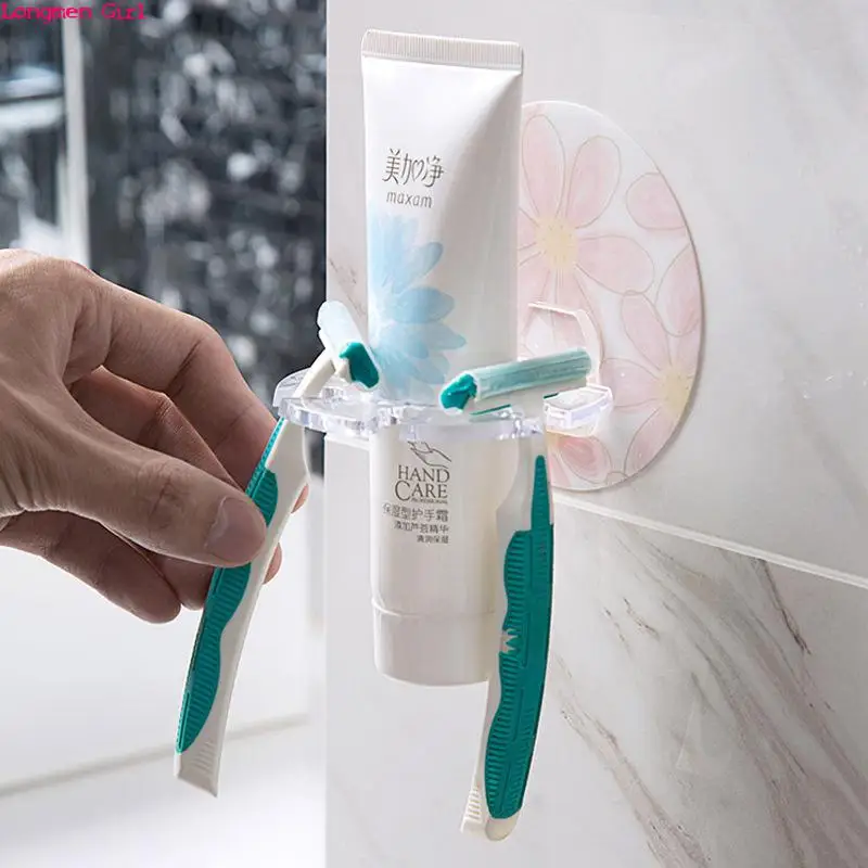 

3/5pcs Plastic Toothbrush Holder Toothpaste Storage Rack Shaver Tooth Brush Dispenser Bathroom Organizer Accessories