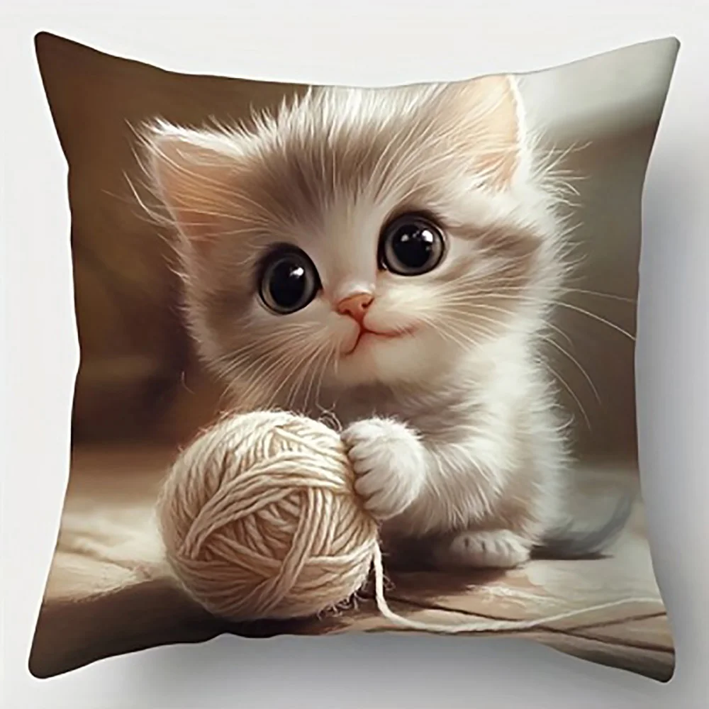 

1/4 шт., наволочки с милым рисунком котенка, чехол для диванной подушки, украшение для дома, спальни, комнаты