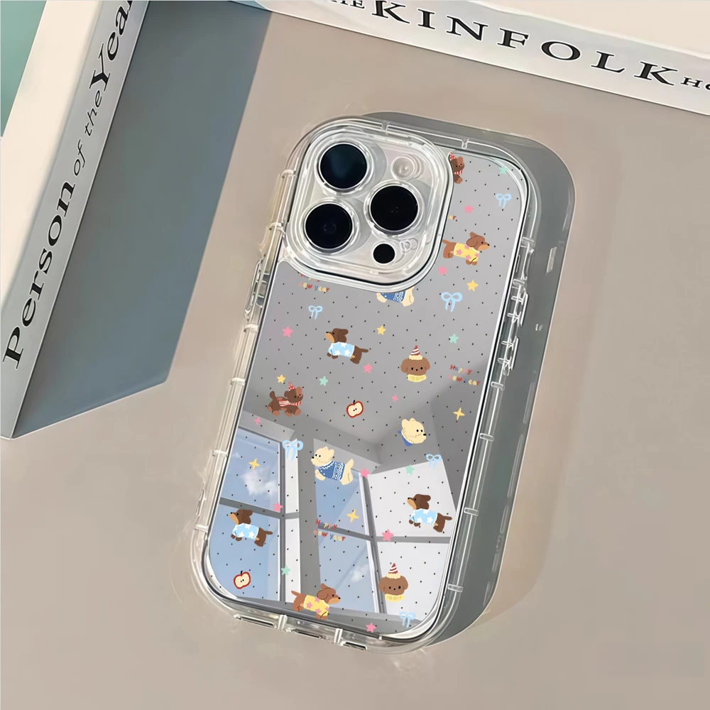 Фото Милый чехол-накладка с воздушной подушкой и зеркалом в горошек для iPhone 17, 13, 12, 11 Pro Max, 14, 15, 16 Pro, XR, XS, 7, 8 Plus, 17Air INS №2