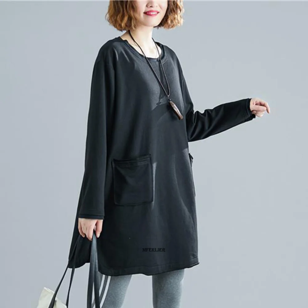 

Big Size 6XL 150kg harajuku Black Tshirt Long Sleeve O Neck T-Shirts ulzzang Korean Casual oversized T Shirt Femme black Tops
