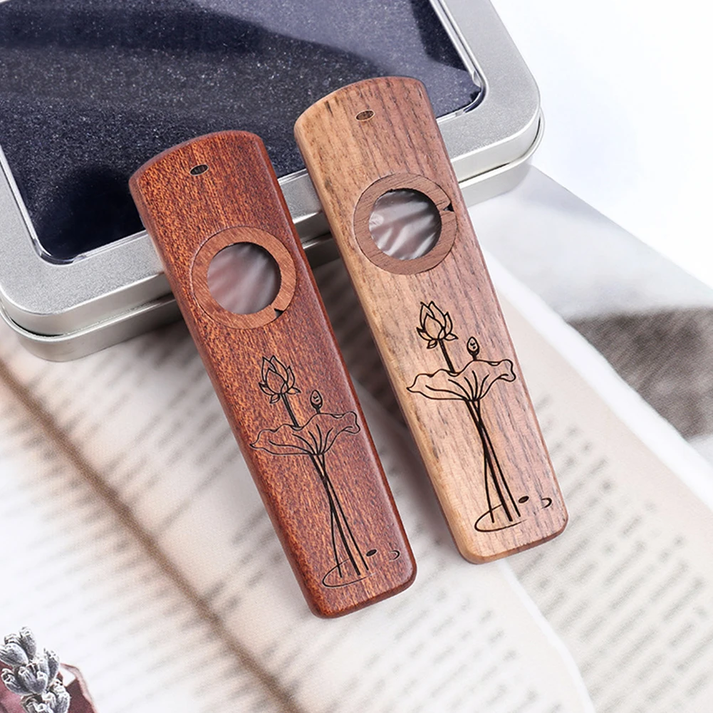 

1pc Wooden Kazoo With Metal Box Membrane Plug Guitar Partner Wood Harmonica With Box For Beginner Music Gifts Instruments