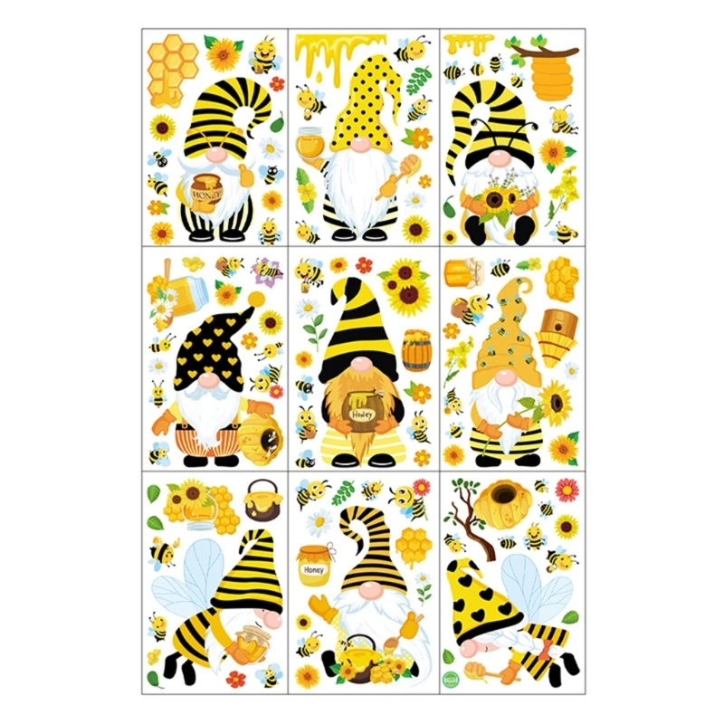 

Наклейки в виде пчелы гнома, весенние украшения в виде гнома, статические наклейки, наклейки для класса