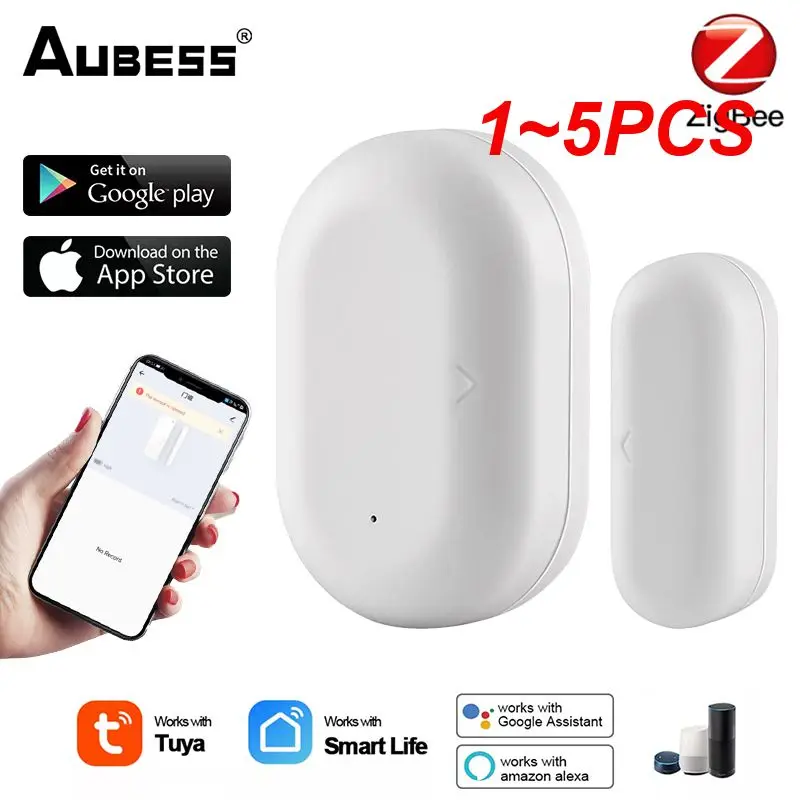 

1~5PCS Tuya Smart Door Sensor ZigBee Window Open / Closed Remote Detector Notificati Security Alarm System Works With Alexa
