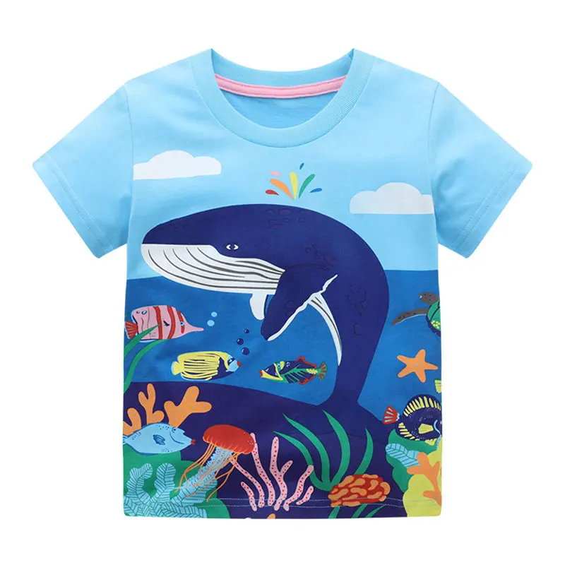 

Boys T-Shirts For Summer Cotton Cartoon Marine Fish Printed Short-Sleeve Toddler Kids Tees Baby Tops Children Clothes