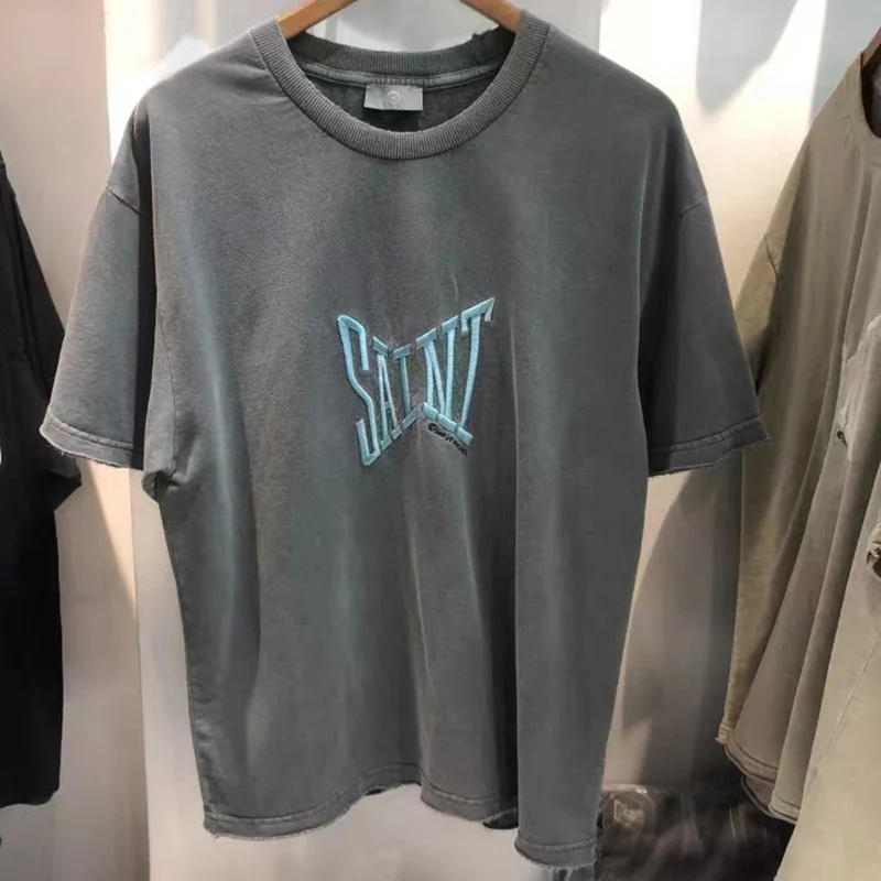 

FashionEmbroidery Saint Michael Vintage T-Shirt Men Women High Quality Double Layered T Shirt Tops Tee