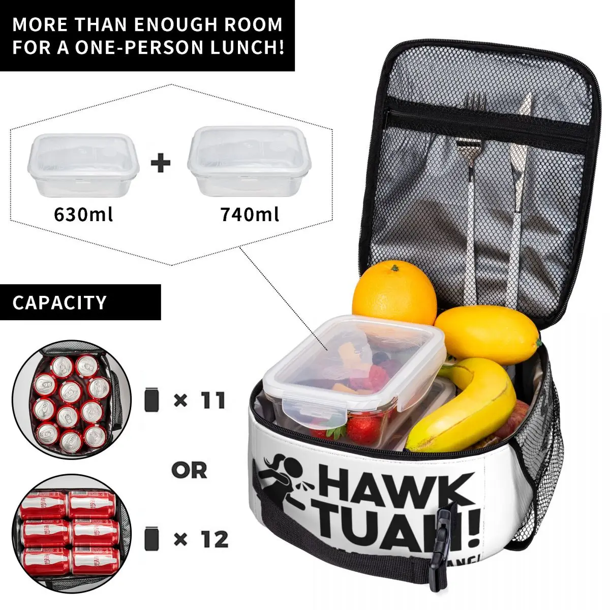 HAWK TUAH изолированные ланч-пакеты высокой емкости с воплением на то многоразовая