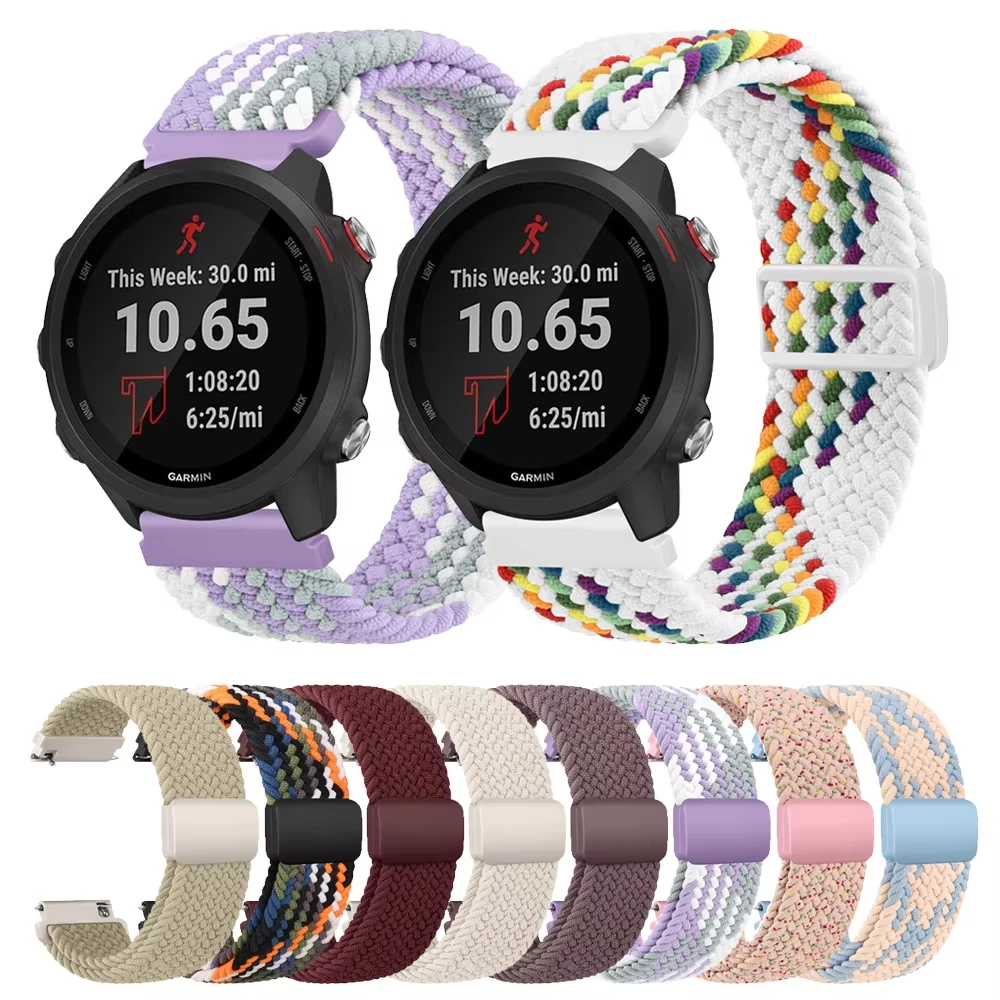 Фото Плетеный ремешок 20 мм 22 мм для Garmin Vivoactive 4 3 Music Venu Sq 2 Plus, ремешок для браслета Forerunner 245 645 55 158/Vivomove 3 №1