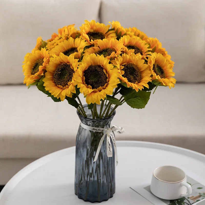 

45CM 10PCS Simulation Sunflower Flower Single Home Garden Wedding Fake Decoration Home Garden Decorat Bouquet Pastoral Style