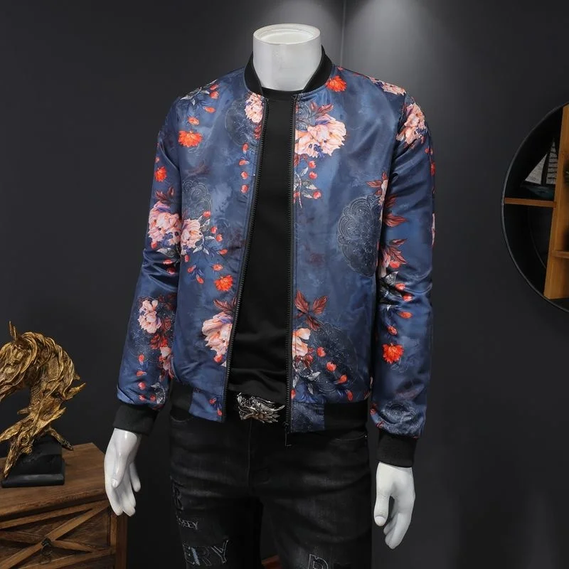 

2022 Royal Casual Coats Windbreaker Clothes Streetwear Social s High Quality Luxury Floral Print Bomber Jacket Men