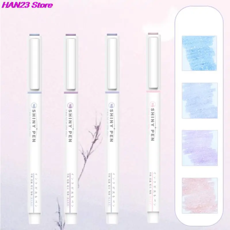 

1Set 4 Colors Cute Glitter Highlighter Pen Set Fluorescent Markers Highlighters Pens Art Marker Japanese Style Kawaii Stationery