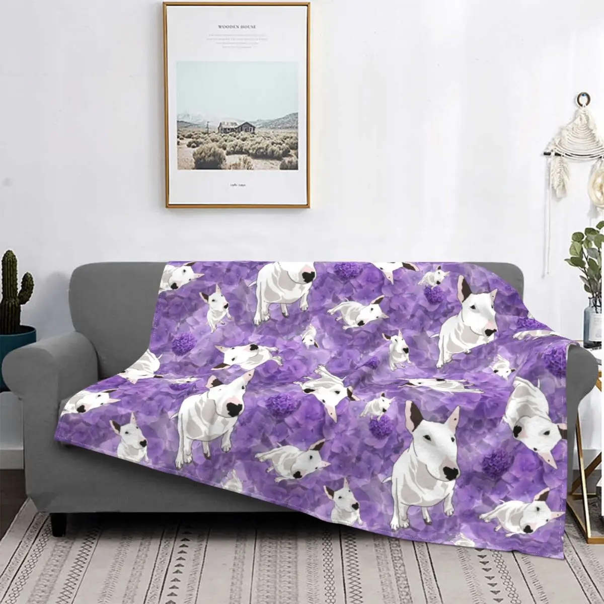 Phoebe Juniper Bull Terrier Dog Blankets Flannel Spring Autumn Lightweight Thin Throw Blankets for Sofa Travel Bedspreads