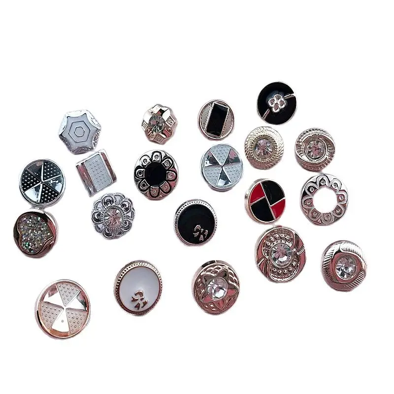

HL 20 Styles 30PCS 9mm-12mm Plating Buttons With Rhinestone Dripping Oil Shank DIY Apparel Shirt Buttons Sewing Accessories