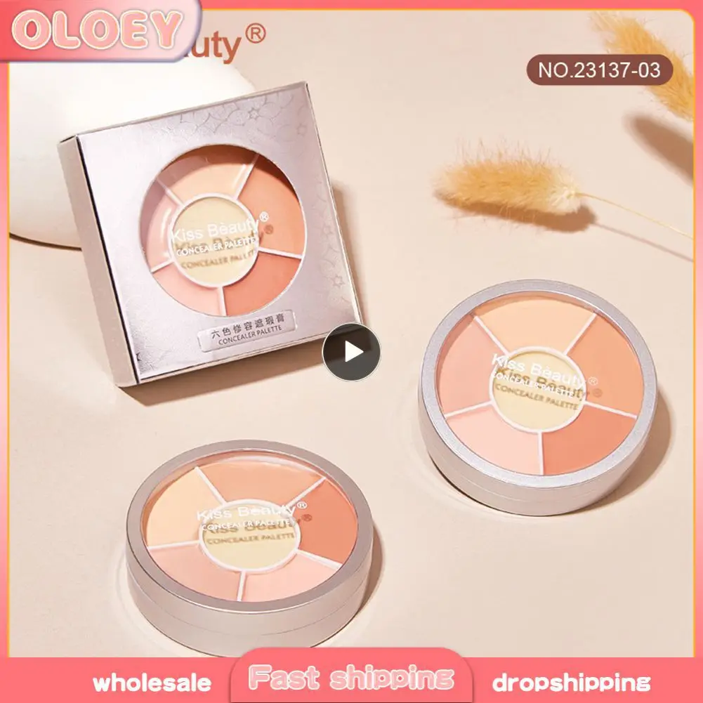 

6 Color Concealer Moisturizing Repairing Foundation Cream Full Coverage Acne Marks Spots Natural Brighten Makeup Concealer Disc