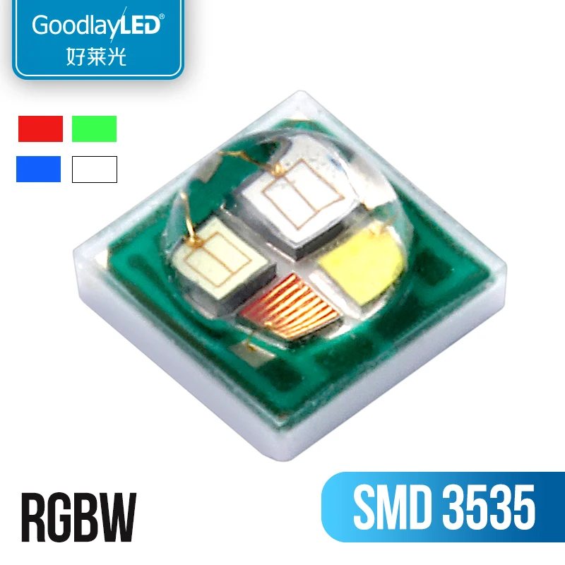 

1PCS 3535 High Power 4X3W Chip SMD RGBW LED Diode 350mA Red Blue Green White Unique Phosphor Coating Technology