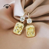 luxurious yellow square zircon earrings for women fashion party jewelry engagement earrings 2022 new womens fashion jewelry