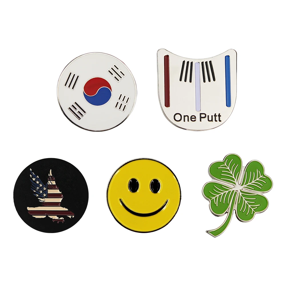 Marker Alloy Mix Multicolor Skull Smiling Face Magnet Golf Hat Clip Four Leaf Clover Golf Supplies Accessories