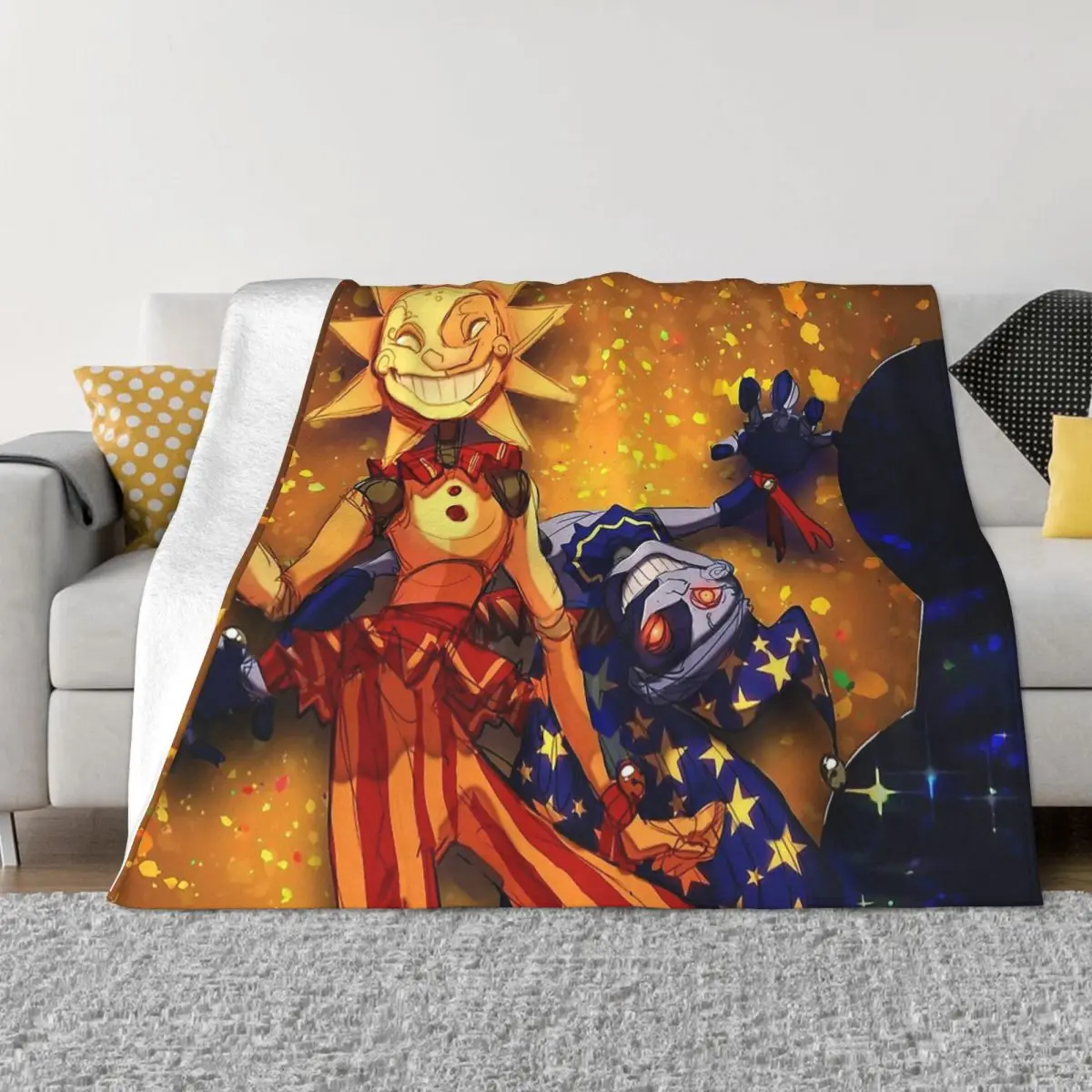 

FNAF Horror Game Blanket Flannel Spring Autumn Sundrop And Moondrop Cool Warm Throws For Winter Bedding