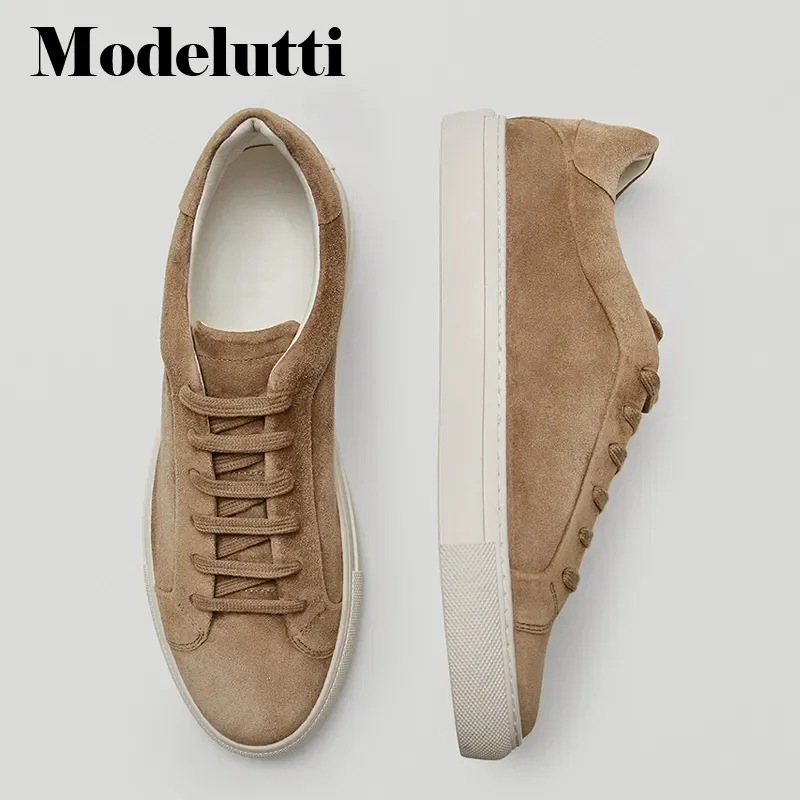 

Мужские однотонные кроссовки из натуральной кожи, на плоской подошве