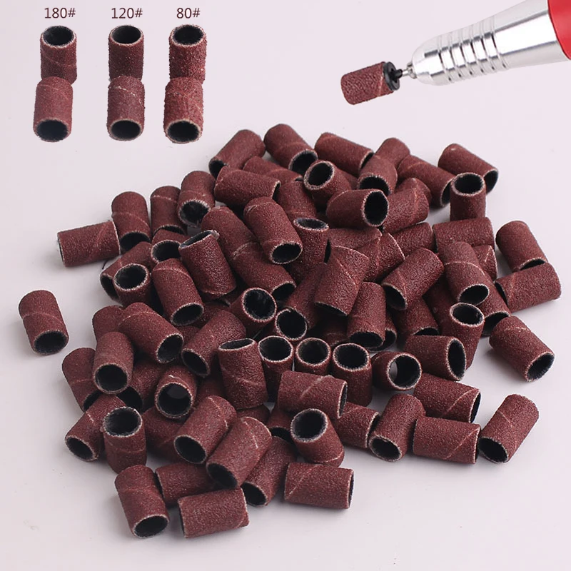 

100pc Nail Sanding Band Electric 180/120/80 Nail Art Machine Drill Sanding Ring Bits Manicure UV Gel Acrylic Polish Remover Tool