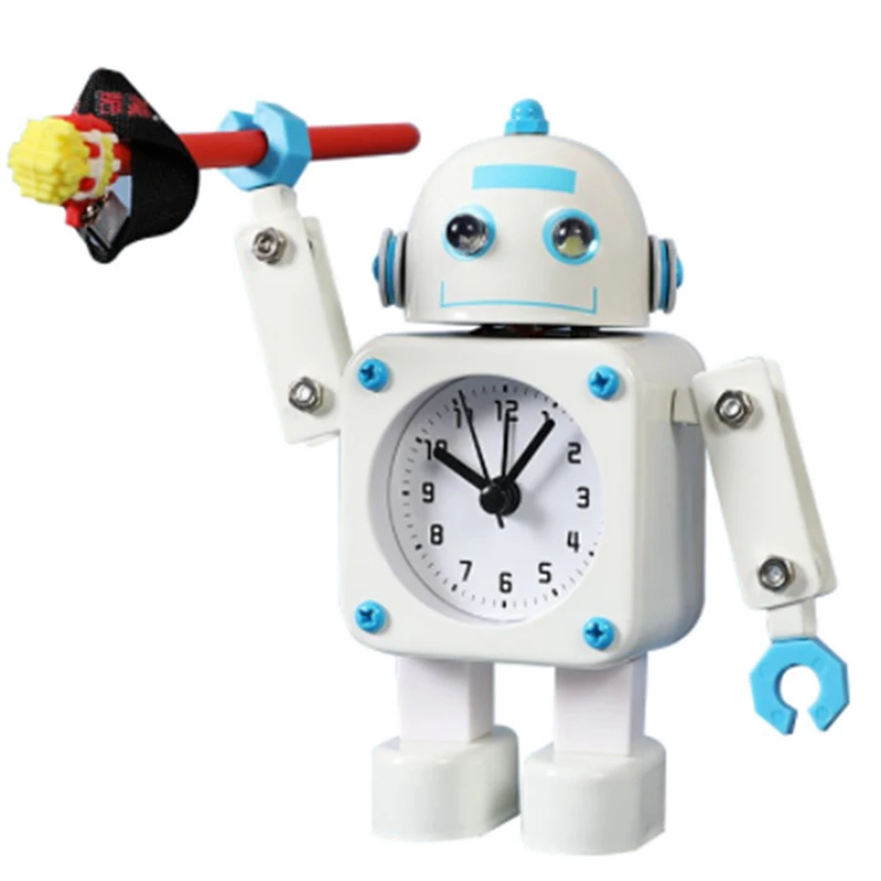 

Creative Student Alarm Clock Metal Child Boy Learning Cartoon Robot Mute Small Alarm Clock