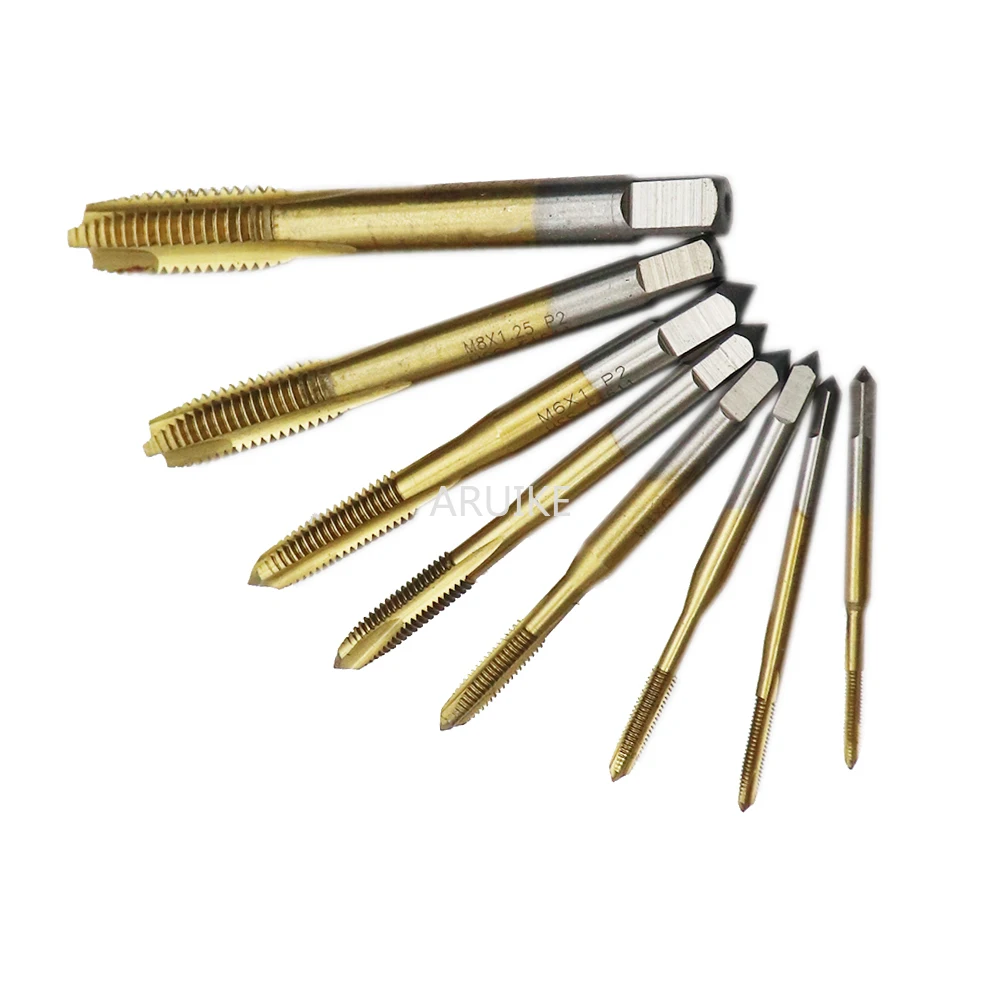 M2 M2.5 M3 M3.5 M4 M5 M6 M8 M10 M12 M14 M16 Titanium Coated Hand Faucet Hss Metric Straight Flute Threaded Tap images - 6