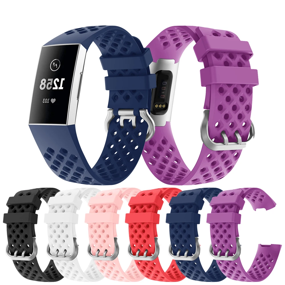 

For Fitbit Charge 3 frontier/classic Silicone breathable wrist strap For Fitbit Charge 4 smart watch bands wristband accessories