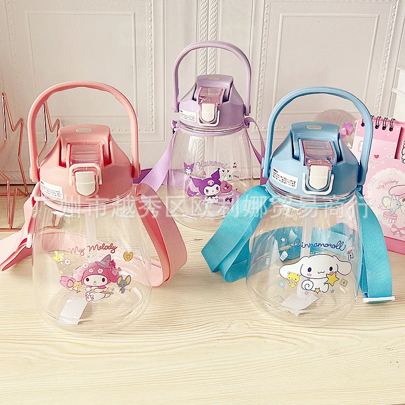 

Sanrios Cartoon Pochacco My Meoldy Kuromi Cinnamonroll Kawaii Large Capacity Portable Water Cup Girl Heart Straw Drink Cup