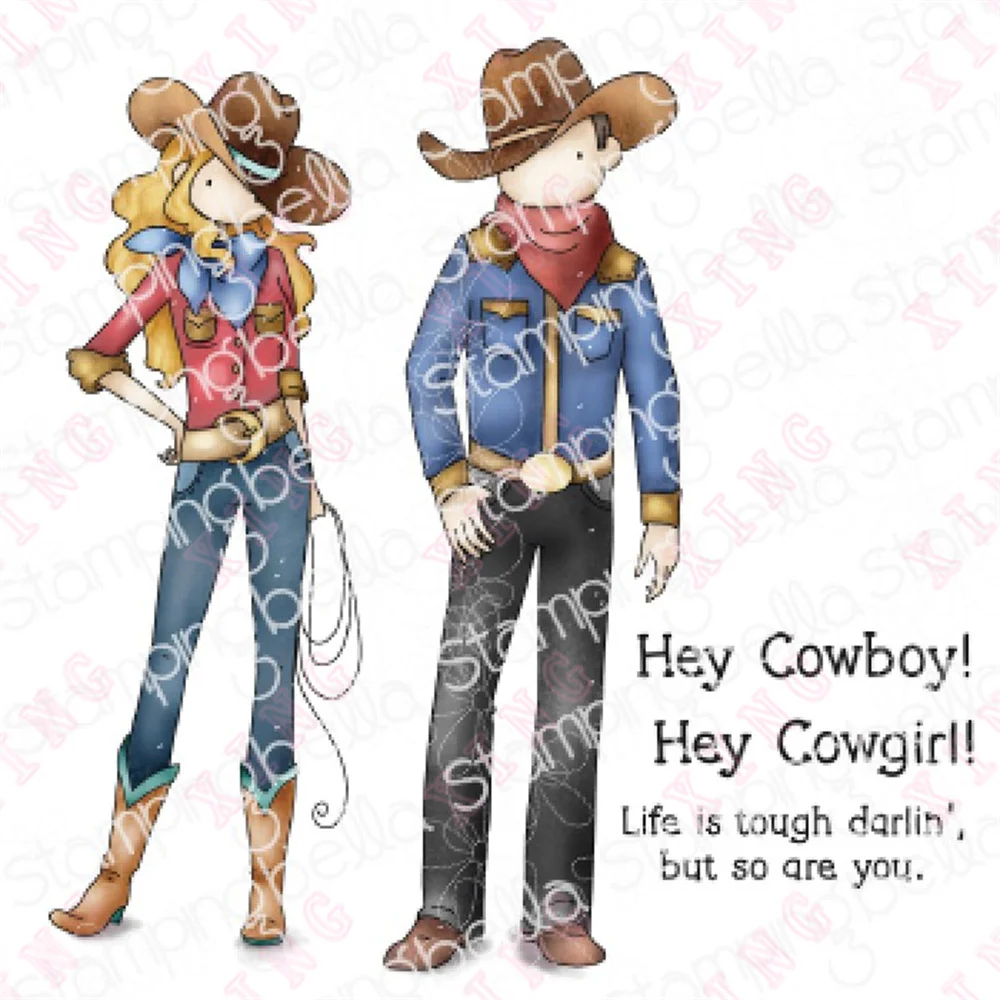 

Newest Scrapbook Decoration Embossing Mold Uptown Cowboy Parents Clear Silicone Stamps Set Diy Handmade Craft Metal Cutting Dies