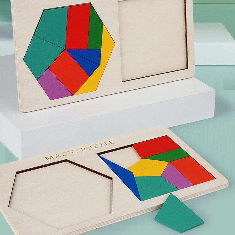 

Головоломка Tangram квадратная шестиугольная развивающая детская форма познавательная головоломка Монтессори