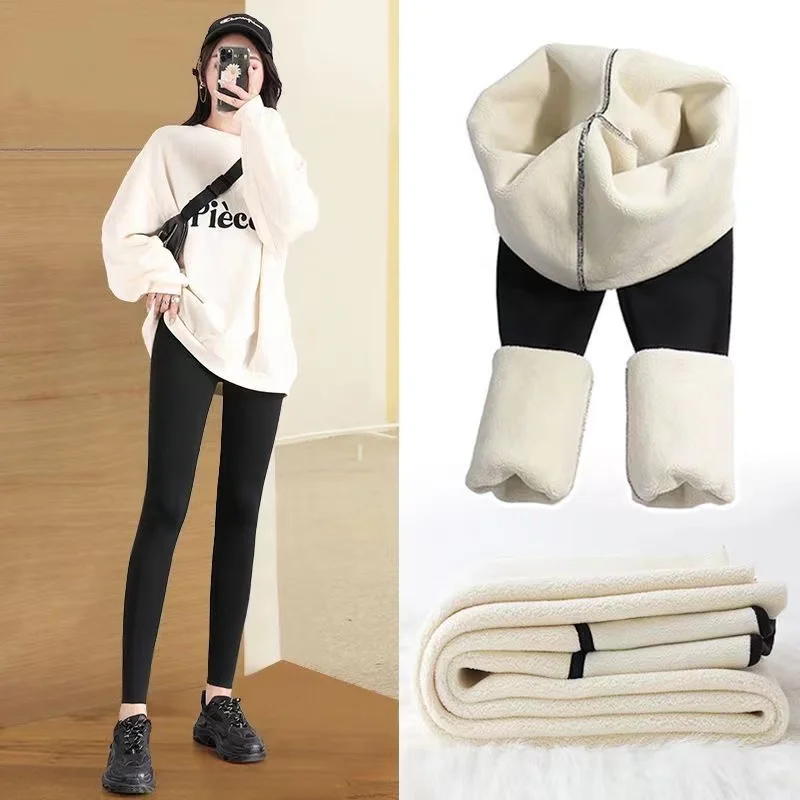 Lamb velvet shark pants women winter plus velvet thickened leggings high waist yoga babs women