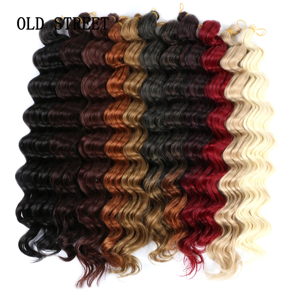 

Synthetic Deep Wave Crochet Hair High Temperature Braids Extensions Natural Water Curly Braiding Hair Ombre 20 Inch 80g/Pcs Bulk