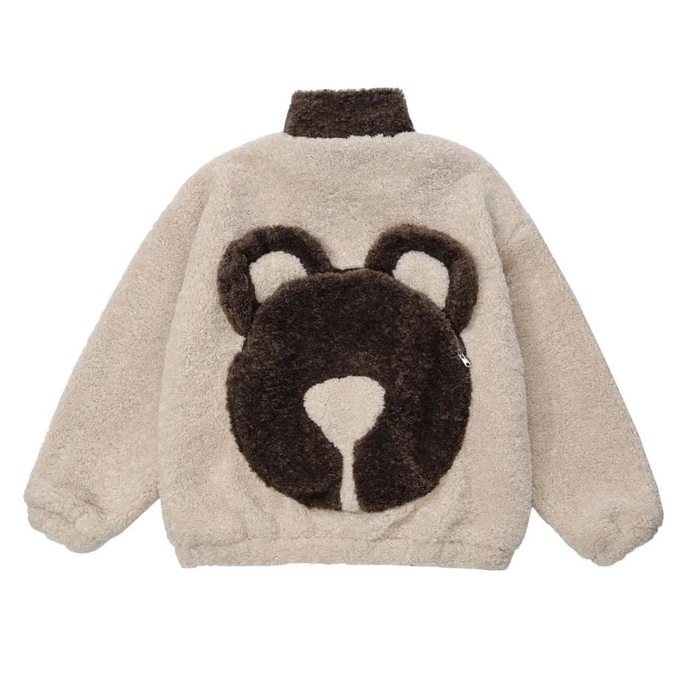 

Куртка мужская флисовая с большими карманами, теплая удобная безвредная для кожи куртка из овечьей шерсти, универсальная парка контрастных цветов