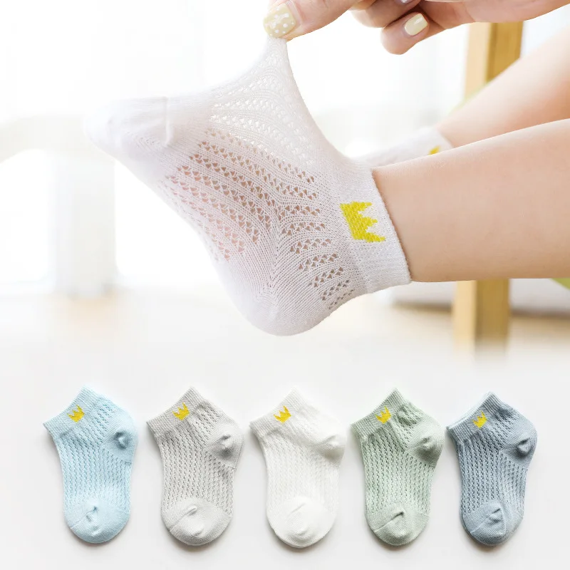 

5 Pairs /lot Cotton Baby Short Socks 5 Pairs Toddler Boys Girls Summer Mesh Thin Sock Kids Children Colorful Socks Popsocket