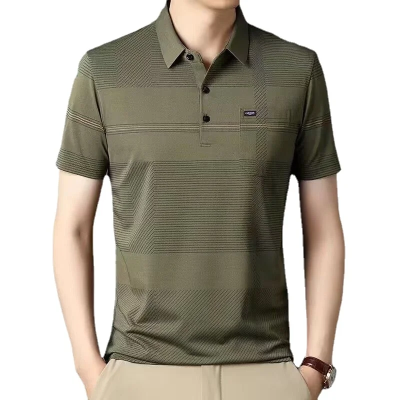 

Summer Adult Men Polo Shirts Short Sleeve T-shirts With Pockets