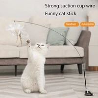 interactive cat stick toy with suction cup simulation bird funny feather bird for kitten play chase exercise cat toy supplies