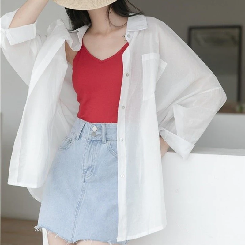 Blouse Women's White LongSleeve Tops Spring 2023 Korean Fashion Shirt Solid Color Niche Loose Shirt Women Plus Sizes S-4XL