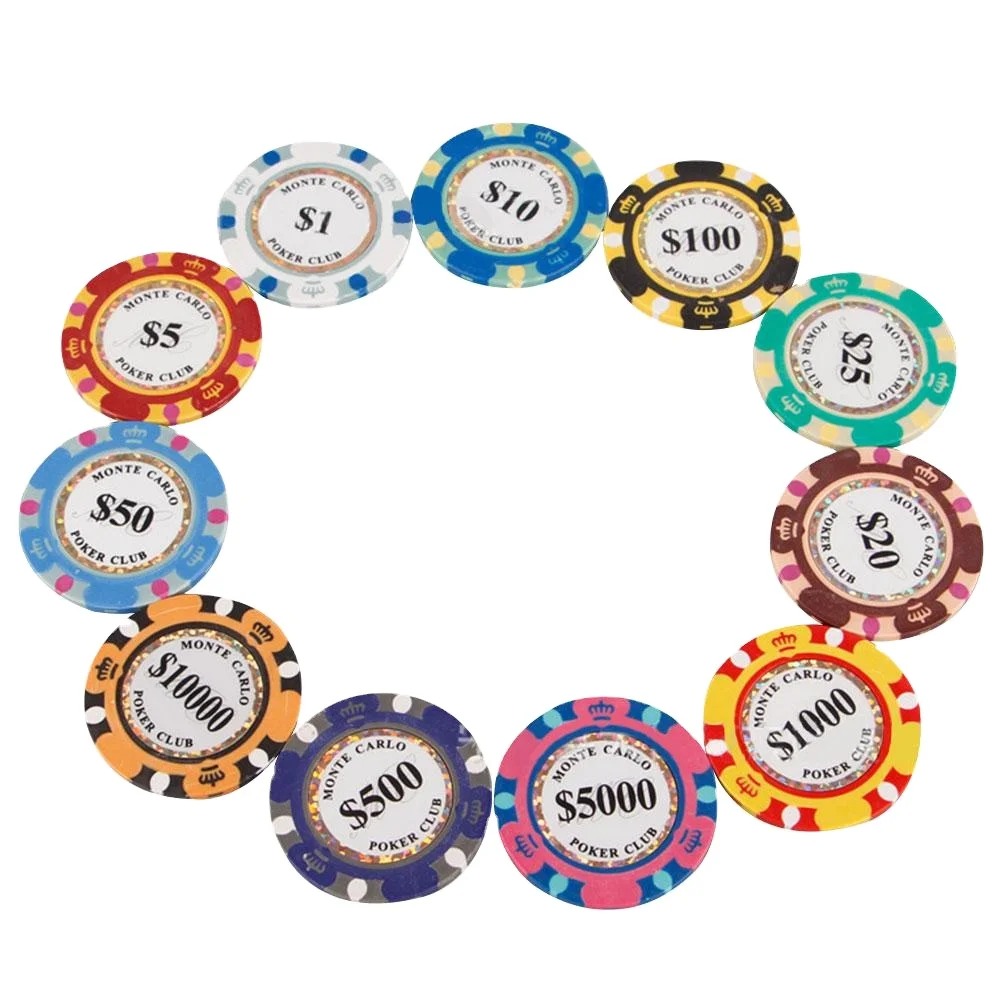 

100pcs/pack Clay Poker Chips 14g Set Casino Poker Coins 40mm Coin Poker Chip Entertainment Texas Hold'em Dollar Coins Poker Chip