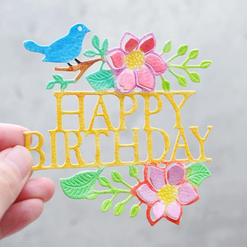 

Metal Cutting Dies Happy Birthday Letter Flowers Bird For DIY Scrapbook Paper Cards Embossed Decorative Craft Die Cut 2022 New