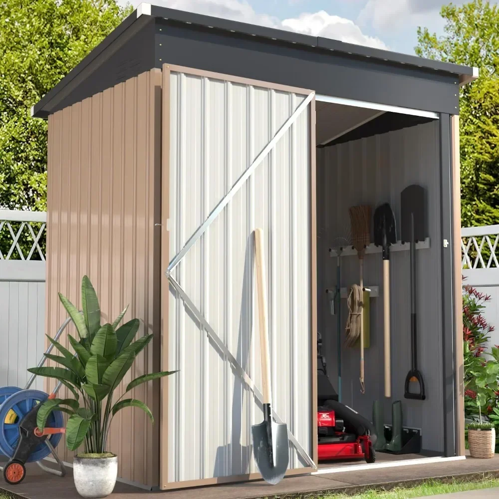 Фото l Abri De Rangement Extérieur En Métal, Abri De Jardin En Acier Avec Porte Simple Verrouillable L №2