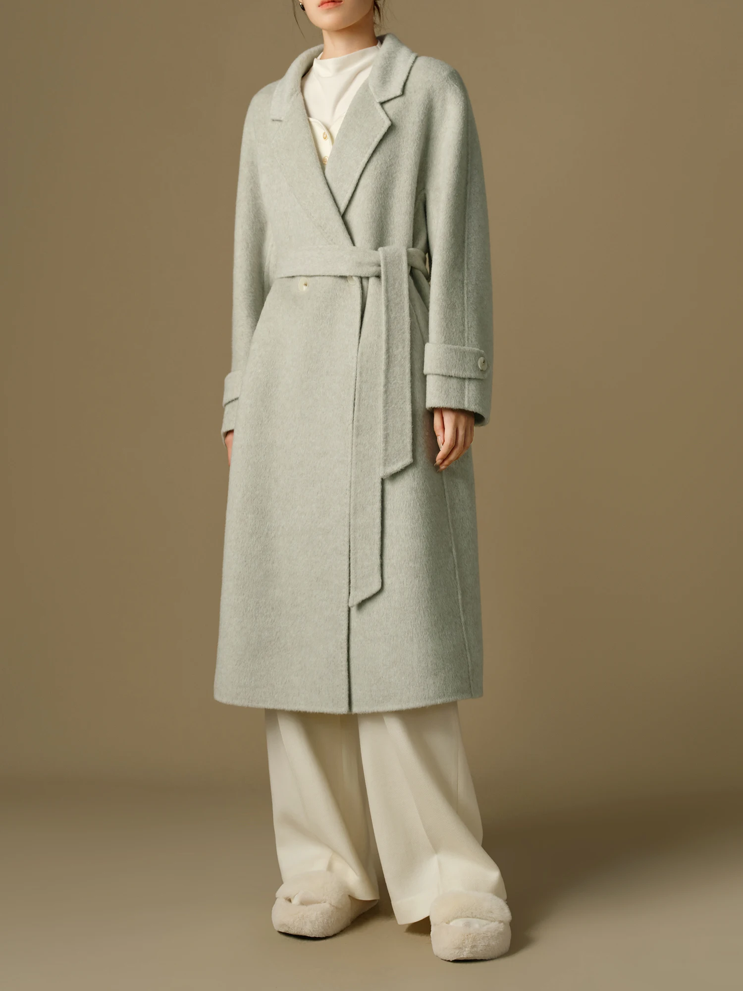 Классический женский костюм DUSHU больших размеров двустороннее шерстяное пальто