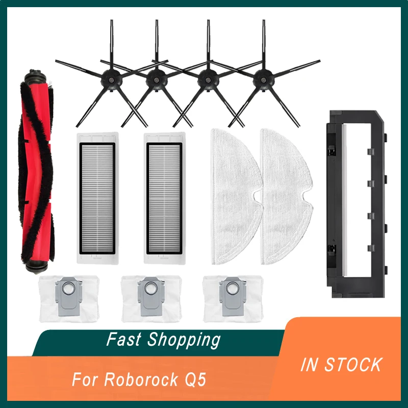 

Robrock Q5 Parts Main Brush Side Brush Hepa Filter Dust Bag Mop Cloth For Roborock Q5+ Robot Vacuum Replacement Accessories