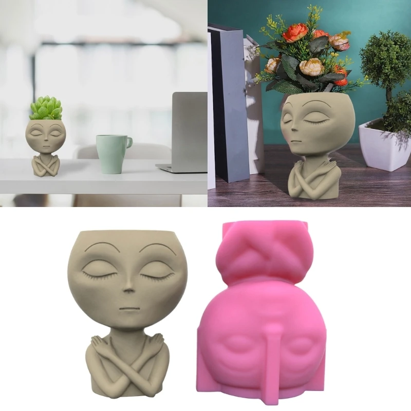 

Succulents Flower Pot Resin Silicone Mold Suitable for Diy Garden Concrete Flower Pot Candle Holder Crafts Home Decor